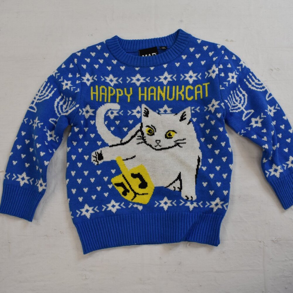Mad Engine Infant Funny Cat Happy Hanukcat Ugly Hanukkah Sweater New 18 Months